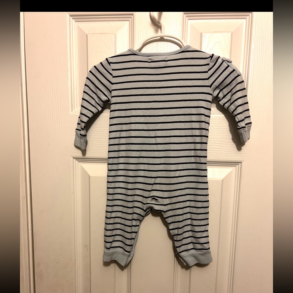 Cute😊Ralph Lauren🏇Baby👶🏻Boys’👦🏻Light Blue Striped Coverall Sz 6M - Picture 5 of 5